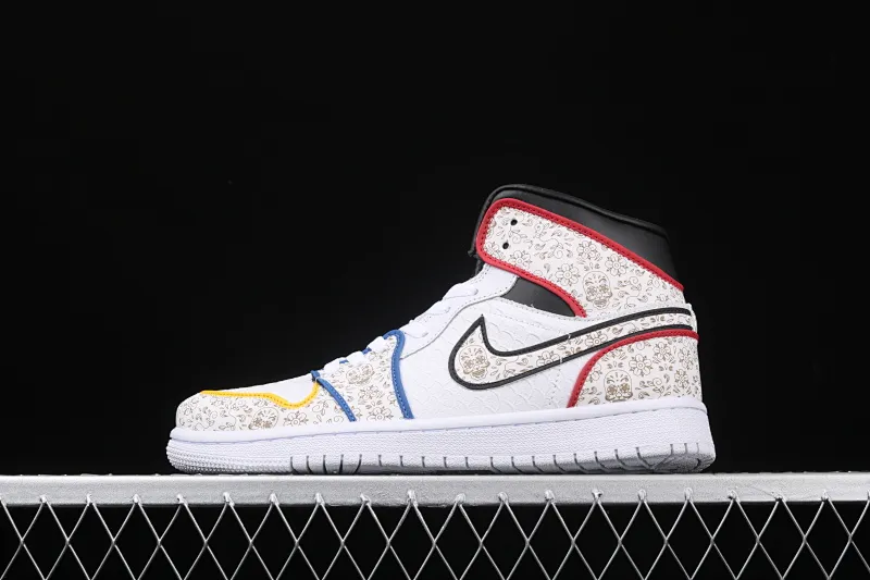 All categories Air Jordan Jordan series basketball shoes Air Jordan 1 Mid The Shoe Surgeon x Air Jordan 1 "Day of the Dead" AJ1 Joe 1 Day of the Dead retro high-top versatile cultural basketball shoes BQ6827-100